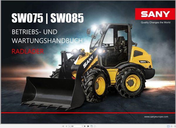 Sany Wheel Loader SW075 SW085 Operation and Maintenance Manual 502642 DE 1