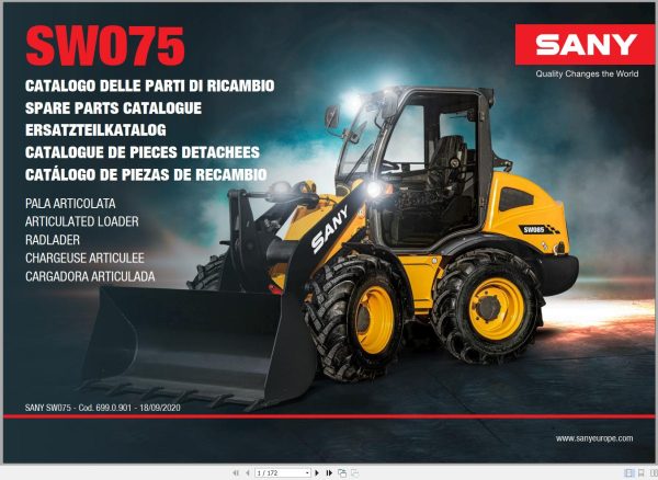 Sany Wheel Loader SW075 Spare Parts Catalog EN DE FR ES 1