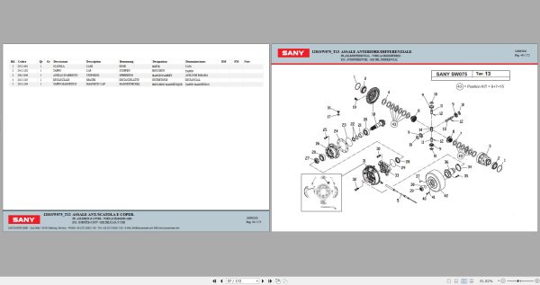 Sany Wheel Loader SW075 Spare Parts Catalog EN DE FR ES 3