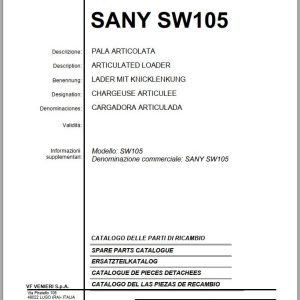 Sany Wheel Loader SW105 Spare Parts Catalog EN DE FR ES 1