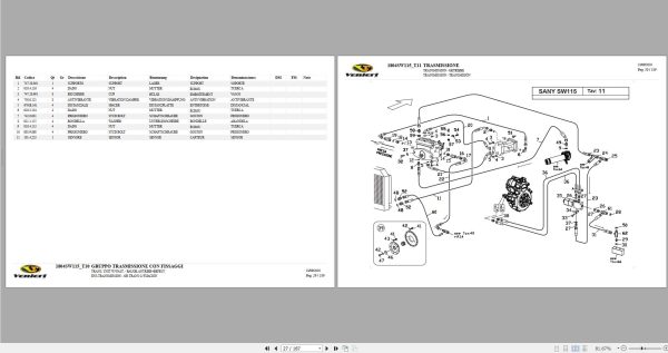 Sany Wheel Loader SW115 Spare Parts Catalog EN DE FR ES 2