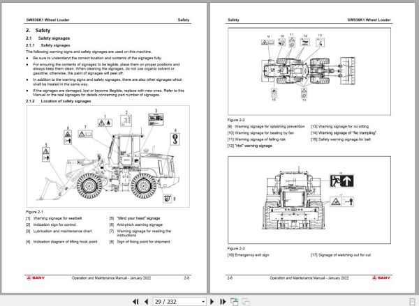 Sany Wheel Loader SW936K1 Operation and Maintenance Manual EN 1