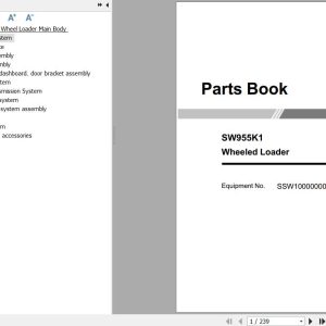 Sany Wheel Loader SW955K1 Parts Book SSW100000003 EN