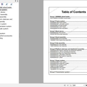 Sany Wheel Loader SW966K Parts Book SSW100000019 EN