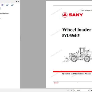 Sany Wheel loader SYL956H5 Operation and Maintenance Manual EN