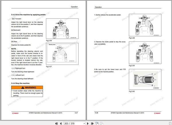 Sany Wheeled Hydraulic Excavator SY65W Operation and Maintenance Manual EN 1