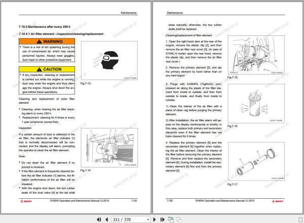 Sany Wheeled Hydraulic Excavator SY65W Operation and Maintenance Manual EN 2