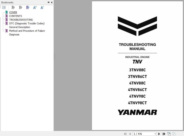 Sany Yanmar Engine 3TNV88C to 4TNV98CT Troubleshooting Manual EN 1
