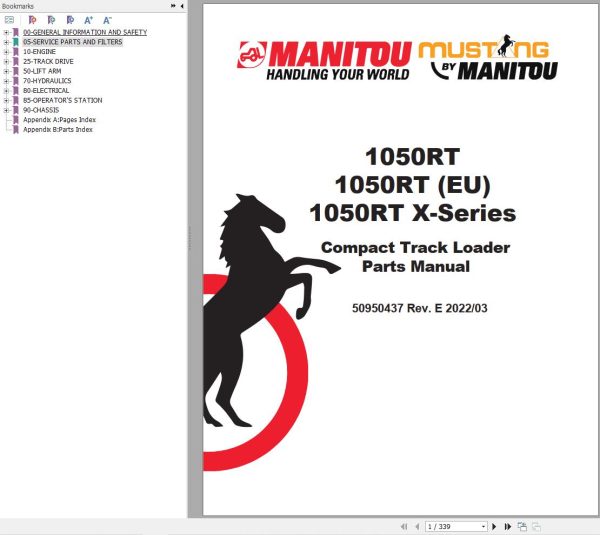 005 Manitou Compact Track Loader 1050RT Parts Manual 50950437E