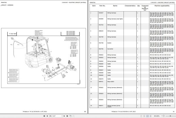 017 Manitou Forklift ME 318 48V S3 US Parts Manual 647502 1