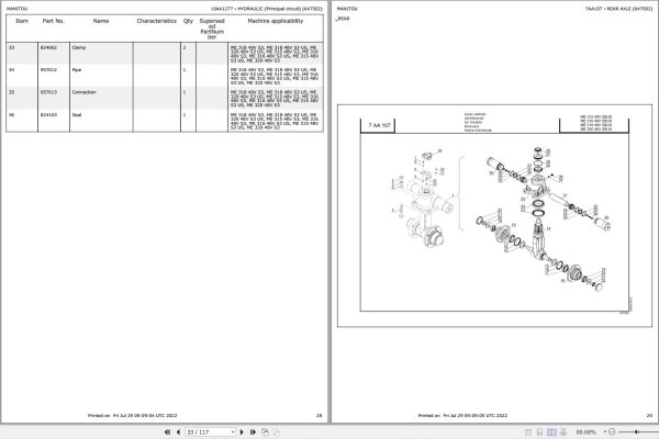 018 Manitou Forklift ME 320 48V S3 Parts Manual 647502 1