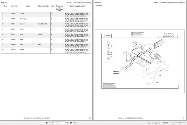 027 Manitou Forklift ME 425 C 48V S3 US Parts Manual 647503 1