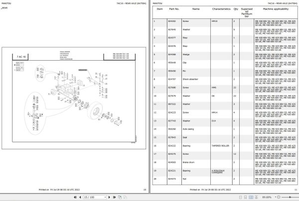 028 Manitou Forklift ME 430 80V S3 Parts Manual 647504 1