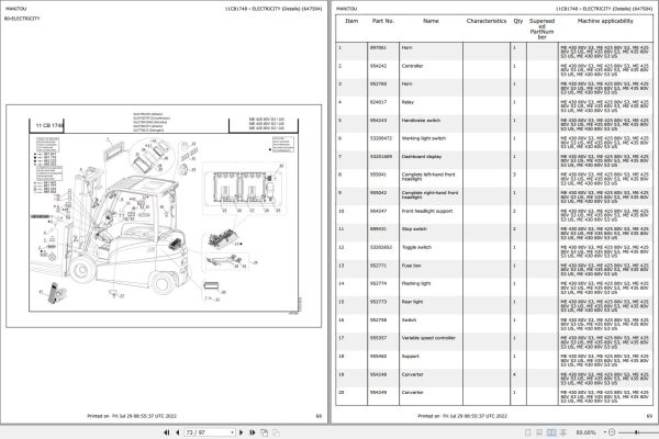 031 Manitou Forklift ME 435 80V S3 Parts Manual 647504 1