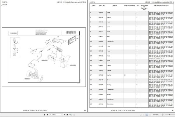 032 Manitou Forklift ME 435 80V S3 US Parts Manual 647504 1