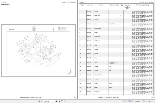 034 Manitou Forklift ME 440 80V S3 US Parts Manual 647505 1