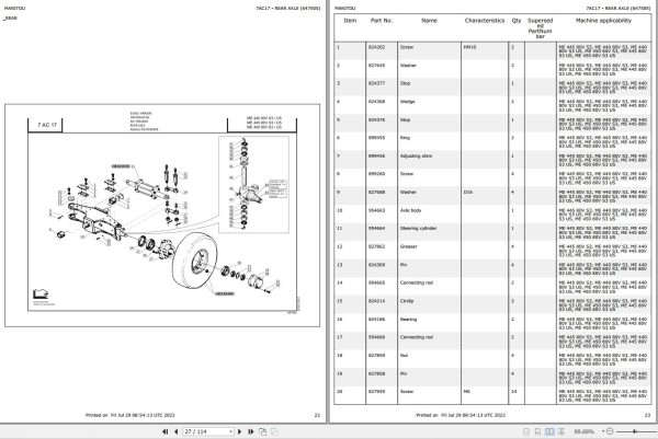 035 Manitou Forklift ME 445 80V S3 Parts Manual 647505 1