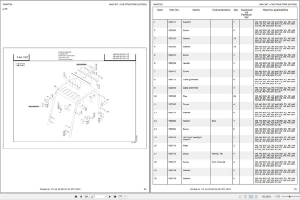 038 Manitou Forklift ME 450 80V S3 US Parts Manual 647505 1