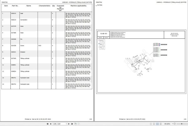 042 Manitou Forklift MI 20 D S2 E3 Parts Manual 647478 1