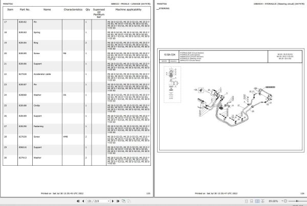043 Manitou Forklift MI 20 D Y E3 S3 Parts Manual 647478 1