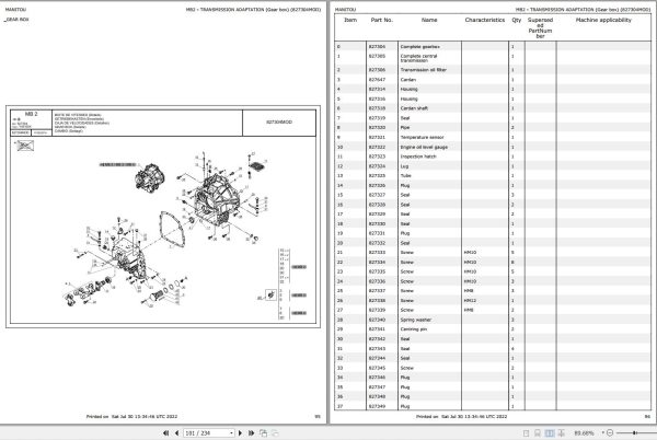 045 Manitou Forklift MI 20 G S2 Parts Manual 647478 1
