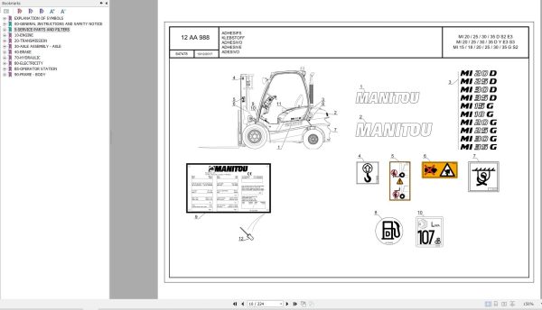 047 Manitou Forklift MI 25 D Y E3 S3 Parts Manual 647478