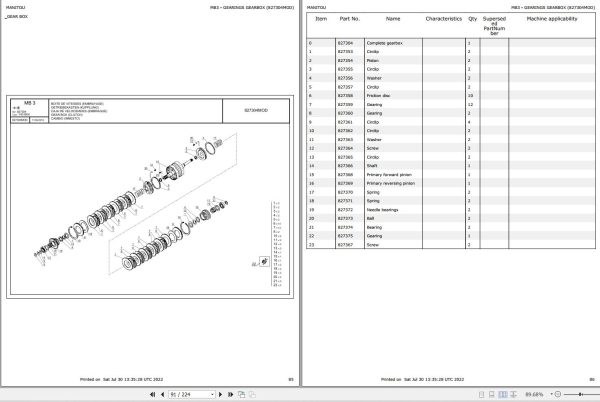 047 Manitou Forklift MI 25 D Y E3 S3 Parts Manual 647478 1