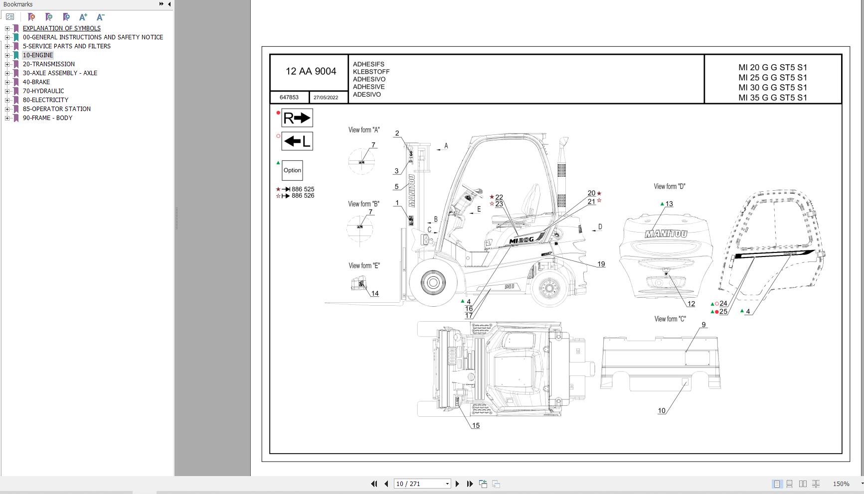 048 Manitou Forklift MI 25 G G ST5 S1 Parts Manual 647853