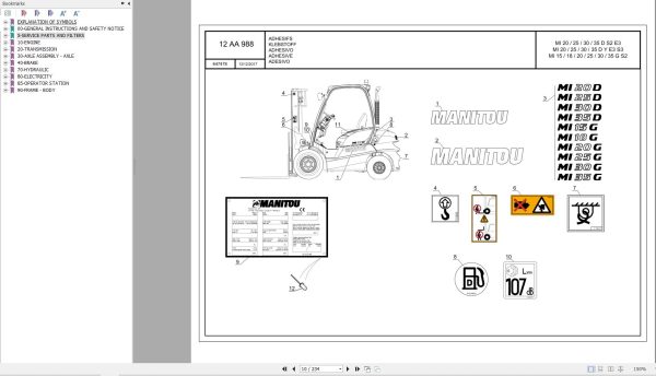 049 Manitou Forklift MI 25 G S2 Parts Manual 647478