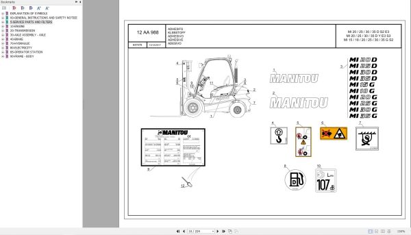 051 Manitou Forklift MI 30 D Y E3 S3 Parts Manual 647478