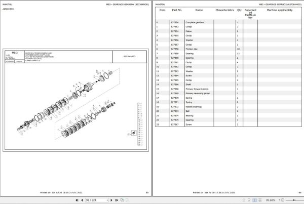 051 Manitou Forklift MI 30 D Y E3 S3 Parts Manual 647478 1