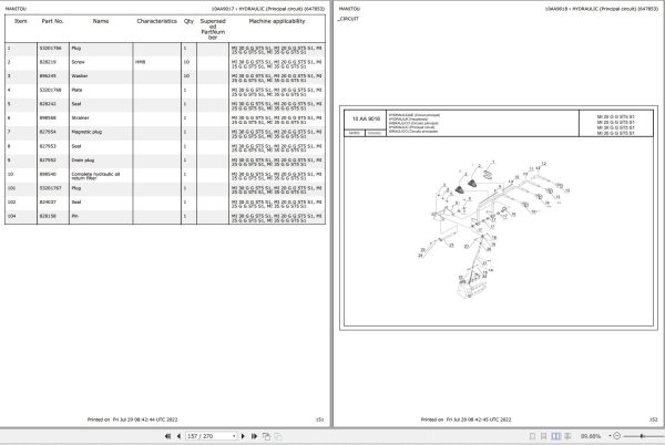 052 Manitou Forklift MI 30 G G ST5 S1 Parts Manual 647853 1