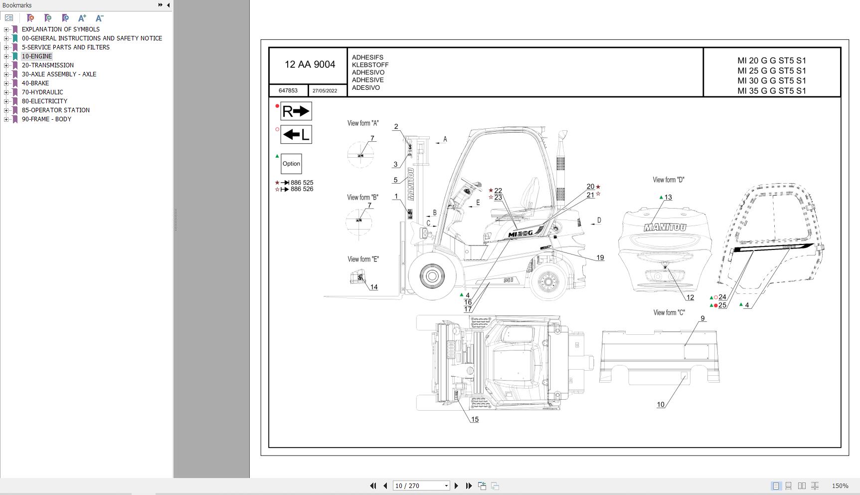 056 Manitou Forklift MI 35 G G ST5 S1 Parts Manual 647853