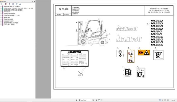 057 Manitou Forklift MI 35 G S2 Parts Manual 647478