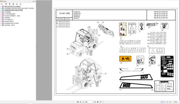 058 Manitou Forklift MI 40 G K ST5 S1 Parts Manual 52761366