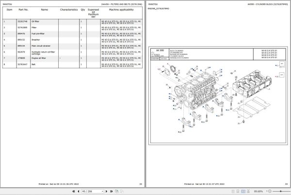 058 Manitou Forklift MI 40 G K ST5 S1 Parts Manual 52761366 1