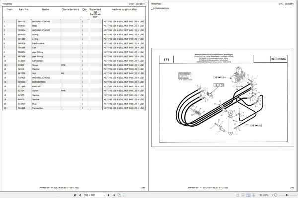 065 Manitou Forklift MLT 741 120 H LSU MLT 940 120 H LSU Parts Manual 648344 1