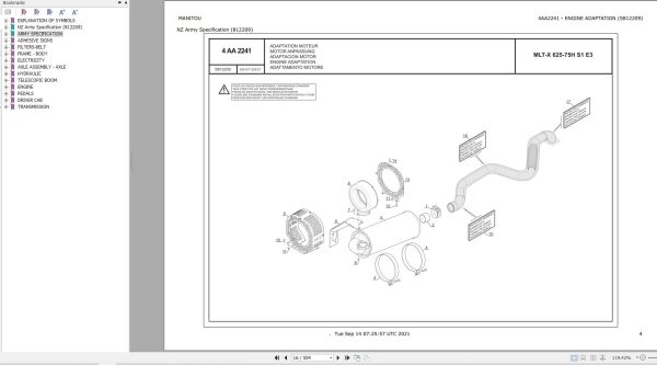 069 Manitou Forklift MLT X 625 75H S1 E3 Parts Manual 647972