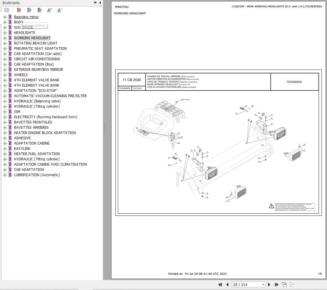 070 Manitou Forklift MSI 40 D D ST5 S1 MSI 50 D D ST5 S1 Parts Manual 52740536