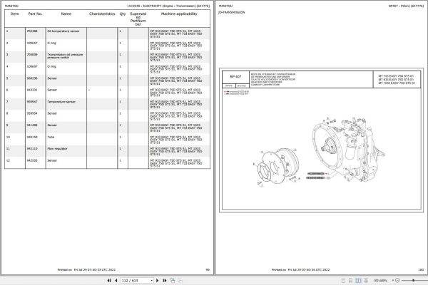 075 Manitou Forklift MT 733 MT 933 MT 1033 EASY 75D ST5 S1 Parts Manual 647776 1