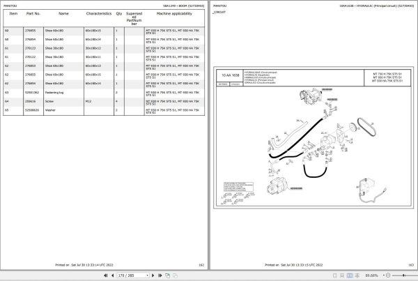 076 Manitou Forklift MT 930 H 75K ST5 S1 Parts Manual 52730403 1