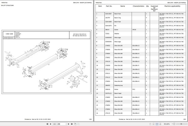 077 Manitou Forklift MT 930 HA 75K ST5 S1 Parts Manual 52730403 1
