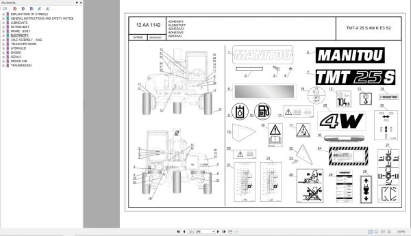 078 Manitou Forklift TMT X 25 S 4W K E3 S2 Parts Manual 647908