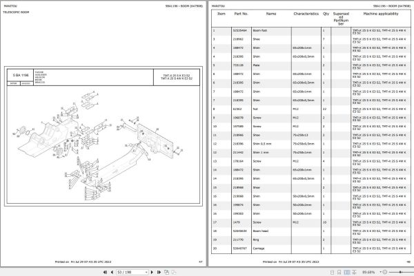078 Manitou Forklift TMT X 25 S 4W K E3 S2 Parts Manual 647908 1