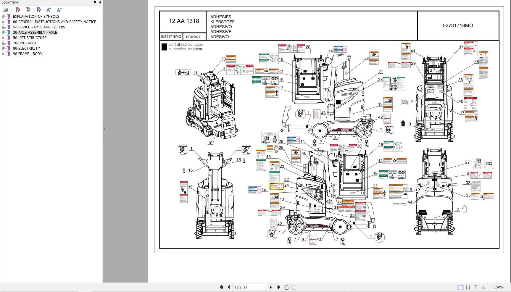 079 Manitou Forklift V AIR 23 Parts Manual 52756986