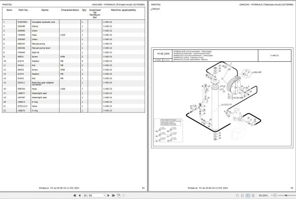 079 Manitou Forklift V AIR 23 Parts Manual 52756986 1