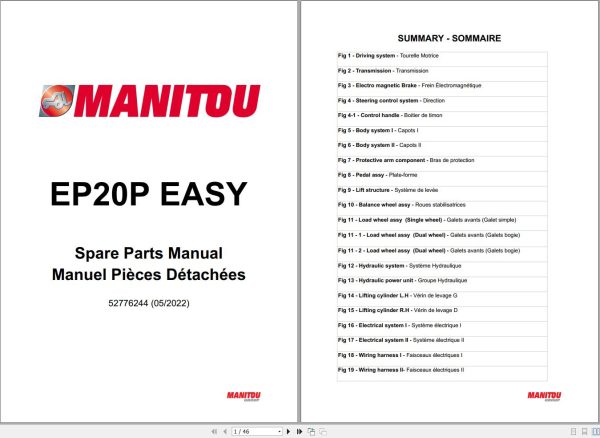 084 Manitou Pallet Truck EP20P EASY Parts Manual 52776244