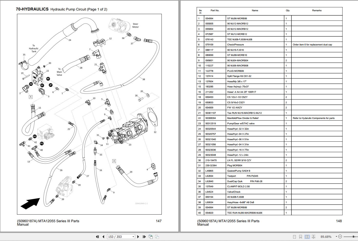 Manitou Telehandler MTA 12055 Series III Parts Manual 50960187A