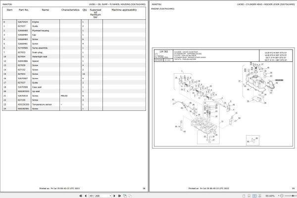 095 Manitou Telehandler ULM 412 H to GCT 3 14 36Y ST5 S1 Parts Manual 52749680 1