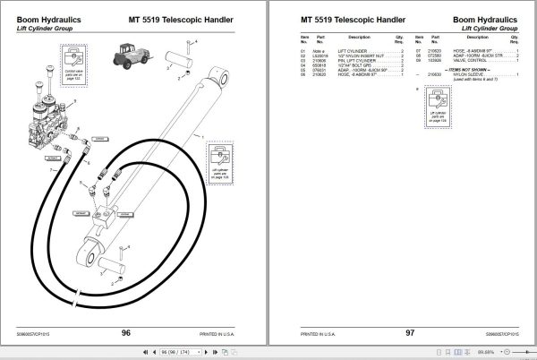 096 Manitou Telescopic Handler MT 5519 Parts Manual 50960057C 1